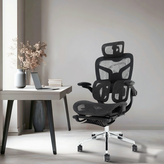 Cadeira Ergonômica EMPABE - Encosto Ajustável, Rede Mesh, Rodízios Forte ≤150kg,Preto