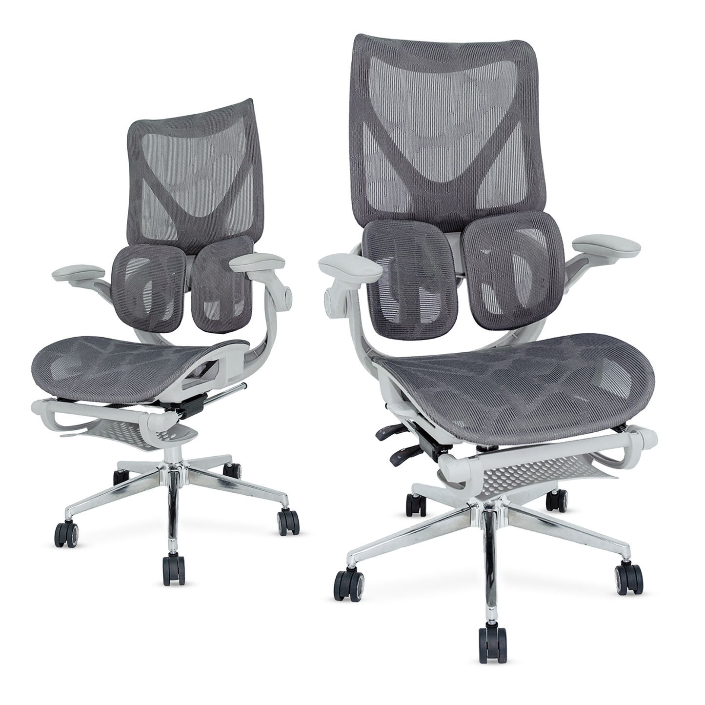 Cadeira Ergonômica EMPABE - Suporta 150kg, Encosto Ajustável, Rede Mesh, Rodízios Forte,Cinza