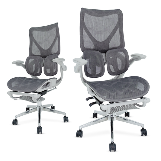 Cadeira Ergonômica EMPABE - Suporta 150kg, Encosto Ajustável, Rede Mesh, Rodízios Forte,Cinza