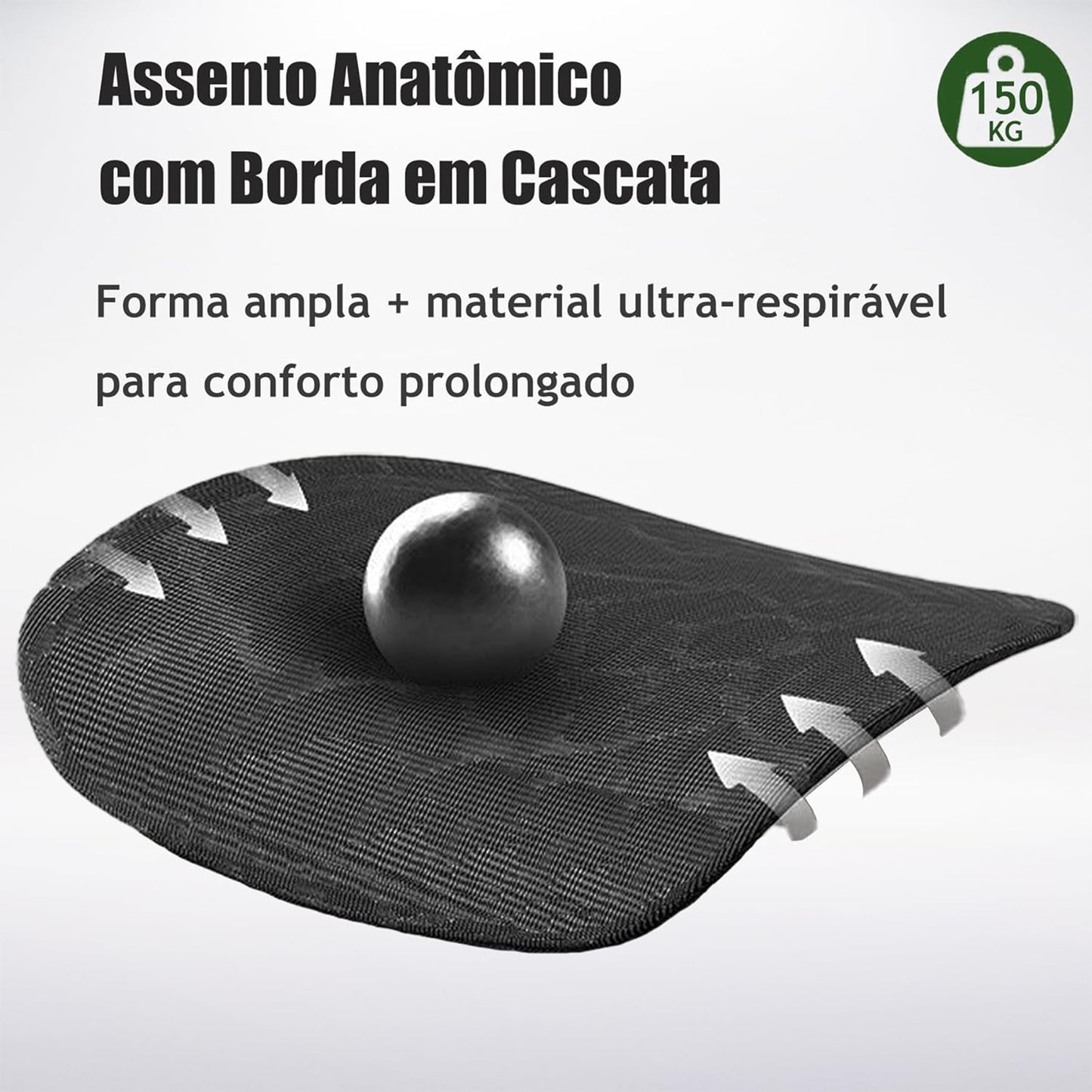 Cadeira de Escritório Ergonômica Preta com Rede Mesh - Apoio Lombar, Headrest e Braços 3D Ajustáveis, Descanso para Pernas e Rodas Silenciosas - Para Longas Jornadas no Trabalho e Jogos (150kg)